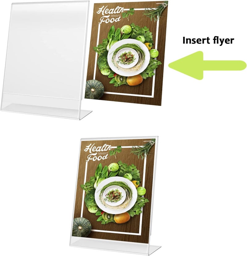 Lechay 8.5 x 11 inches Clear Table Menu Display Stand Desktop Display Stand Paper Holder Table Top Sign Holder Suitable for Restaurants, Office, Home, Store (L-Shape 3 Pack 8.5x11) - Image 5